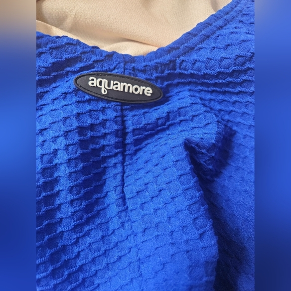 Aquamore Swimsuit Women's Size 12  Blue Textured One-Piece - Picture 6 of 6